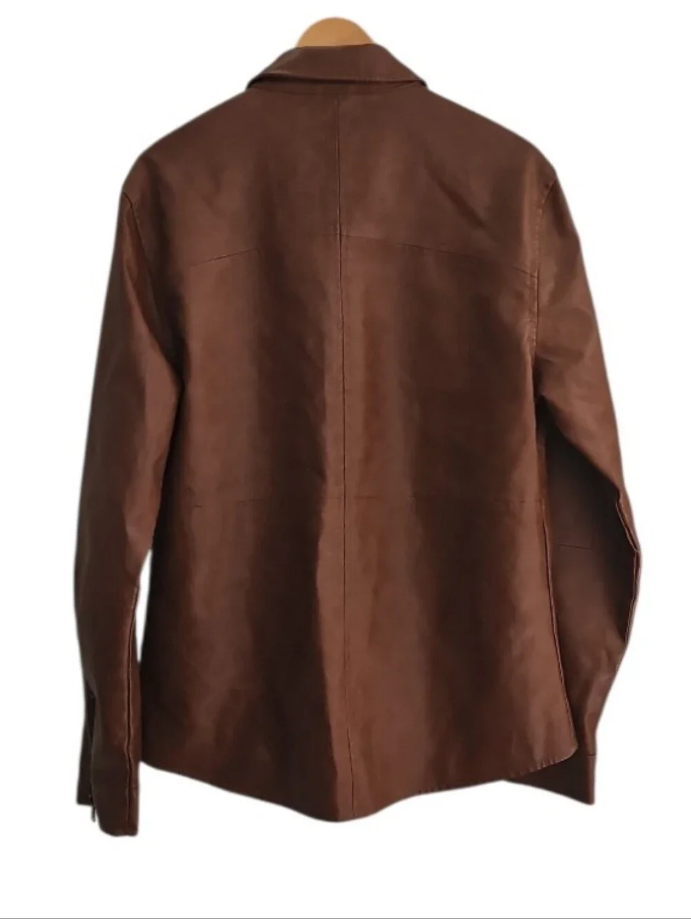 Fried Denim Faux Leather Jacket Men’s L Brown Moto Trucker Shirt Jacket Soft